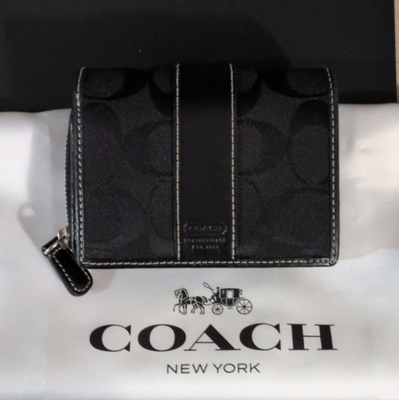 Y2K Coach Hobo In Black Signature Jacquard and Wallet SET Rare Vintage Coach Bag - Picture 9 of 13